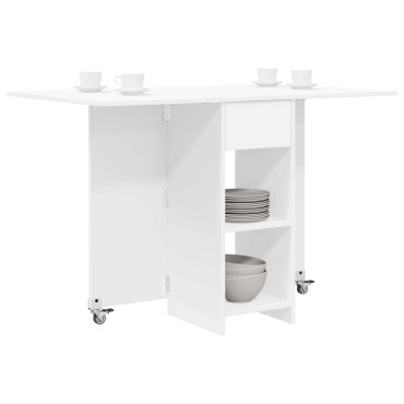 vidaXL Τραπέζι φαγητού 115x70x75cm Επεξεργασμένο Ξύλο Λευκό 1 τεμ.