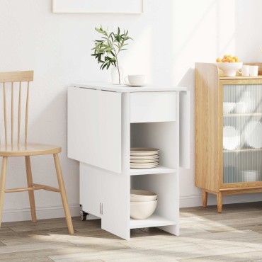 vidaXL Τραπέζι φαγητού 115x70x75cm Επεξεργασμένο Ξύλο Λευκό 1 τεμ.