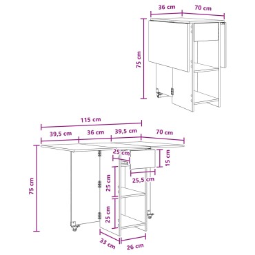 vidaXL Τραπέζι φαγητού 115x70x75cm Επεξεργασμένο Ξύλο 1 τεμ.