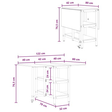 vidaXL Τραπέζι φαγητού 122x80x76,5cm Επεξεργασμένο Ξύλο 1 τεμ.