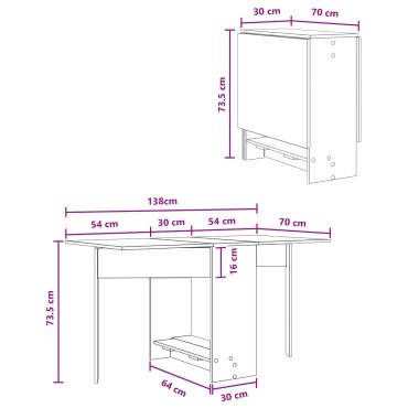 vidaXL Τραπέζι φαγητού 138x70x73,5cm Επεξεργασμένο Ξύλο 1 τεμ.