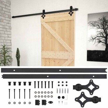vidaXL Συρόμενη Πόρτα 80 x 210 cm Μασίφ Ξύλο Πεύκου Φυσικό και Μαύρο
