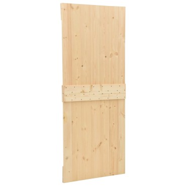 vidaXL Συρόμενη Πόρτα 90 x 210 cm Μασίφ Ξύλο Πεύκου Φυσικό και Μαύρο