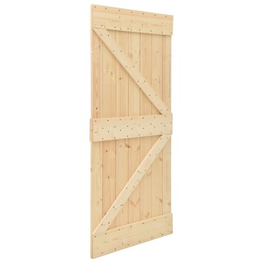 vidaXL Συρόμενη Πόρτα 90 x 210 cm Μασίφ Ξύλο Πεύκου Φυσικό και Μαύρο