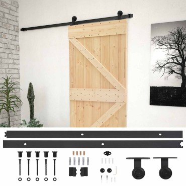 vidaXL Συρόμενη Πόρτα Φυσικό και Μαύρο 100 x 210 cm Μασίφ Ξύλο Πεύκου