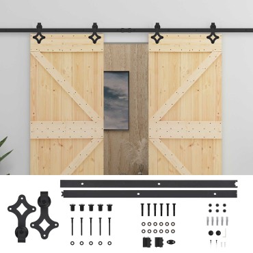 vidaXL Συρόμενη Πόρτα 2 τμχ. 90 x 210 cm Μασίφ Ξύλο Πεύκου