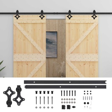 vidaXL Συρόμενη Πόρτα 2 τμχ. 90 x 210 cm Μασίφ Ξύλο Πεύκου