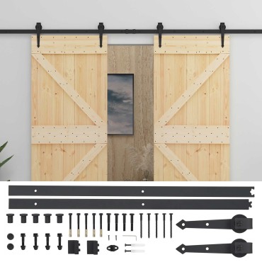 vidaXL Συρόμενη Πόρτα 2 τμχ. 90 x 210 cm Μασίφ Ξύλο Πεύκου