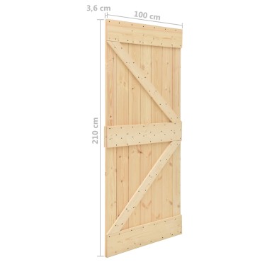 vidaXL Συρόμενη Πόρτα 2 τμχ. 100 x 210 cm Μασίφ Ξύλο Πεύκου