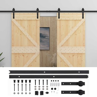 vidaXL Συρόμενη Πόρτα 2 τμχ. 100 x 210 cm Μασίφ Ξύλο Πεύκου