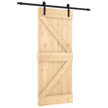 vidaXL Συρόμενη Πόρτα Φυσικό και Μαύρο 85 x 210 cm