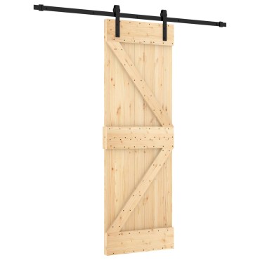 vidaXL Συρόμενη Πόρτα Φυσικό και Μαύρο 70 x 210 cm