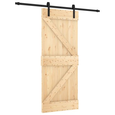 vidaXL Συρόμενη Πόρτα Φυσικό και Μαύρο 85 x 210 cm