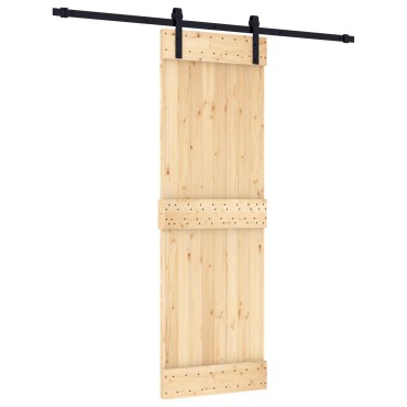 vidaXL Συρόμενη Πόρτα Φυσικό και Μαύρο 70 x 210 cm