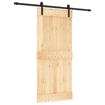 vidaXL Συρόμενη Πόρτα Φυσικό και Μαύρο 90 x 210 cm
