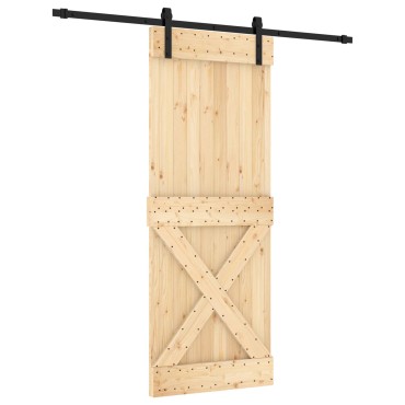 vidaXL Συρόμενη Πόρτα Φυσικό και Μαύρο 80 x 210 cm