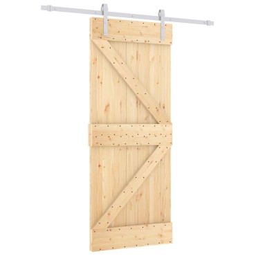 vidaXL Συρόμενη Πόρτα Φυσικό και Λευκό 85 x 210 cm