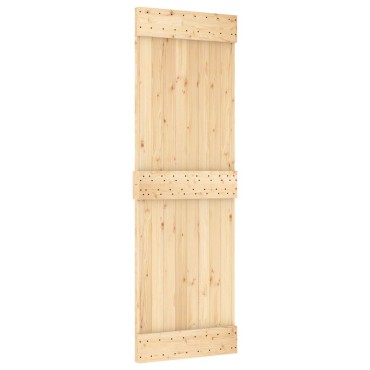 vidaXL Συρόμενη Πόρτα 70 x 210 cm Συμπαγές Ξύλο Πεύκου (Ακατέργαστο)