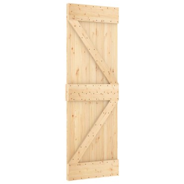 vidaXL Συρόμενη Πόρτα 70 x 210 cm Συμπαγές Ξύλο Πεύκου (Ακατέργαστο)