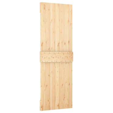 vidaXL Συρόμενη Πόρτα 70 x 210 cm Συμπαγές Ξύλο Πεύκου (Ακατέργαστο)