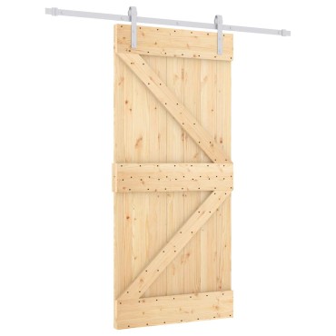 vidaXL Συρόμενη Πόρτα Φυσικό και Λευκό 95 x 210 cm