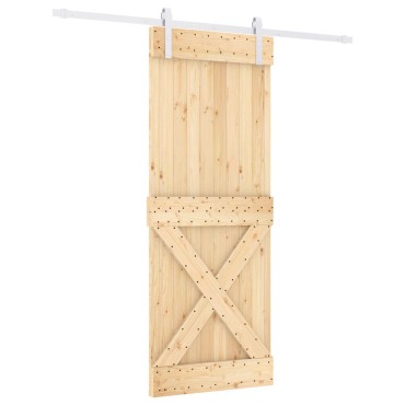 vidaXL Συρόμενη Πόρτα Φυσικό και Λευκό 80 x 210 cm