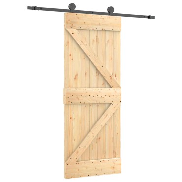 vidaXL Συρόμενη Πόρτα Φυσικό και Μαύρο 85 x 210 cm