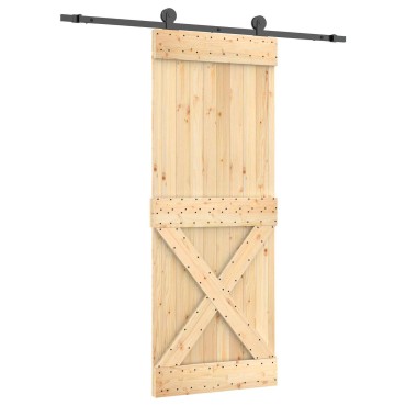vidaXL Συρόμενη Πόρτα Φυσικό και Μαύρο 80 x 210 cm