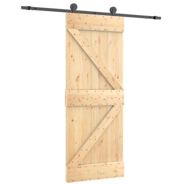 vidaXL Συρόμενη Πόρτα Φυσικό και Μαύρο 70 x 210 cm