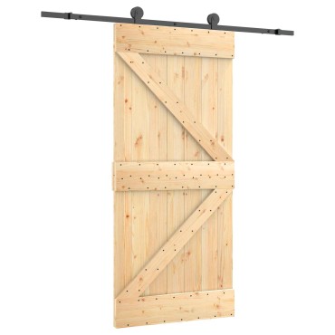 vidaXL Συρόμενη Πόρτα Φυσικό και Μαύρο 95 x 210 cm