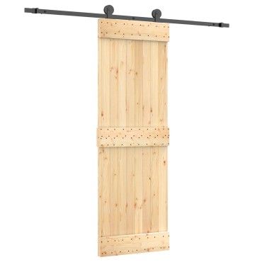 vidaXL Συρόμενη Πόρτα Φυσικό και Μαύρο 70 x 210 cm