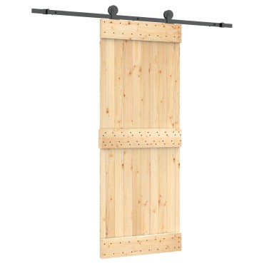 vidaXL Συρόμενη Πόρτα Φυσικό και Μαύρο 80 x 210 cm
