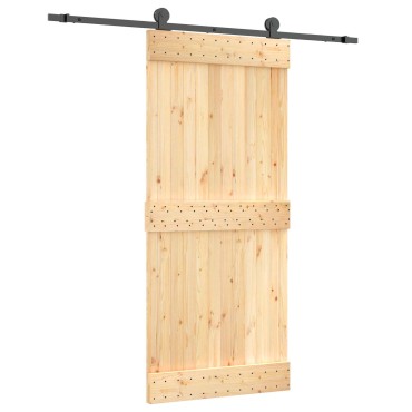 vidaXL Συρόμενη Πόρτα Φυσικό και Μαύρο 90 x 210 cm