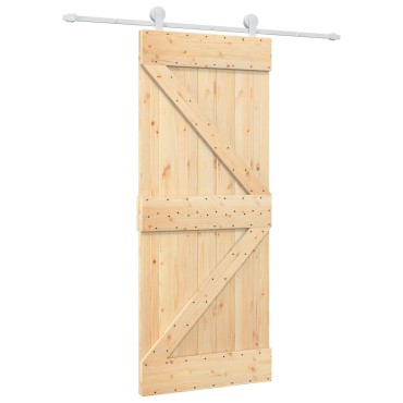 vidaXL Συρόμενη Πόρτα Φυσικό και Λευκό 85 x 210 cm
