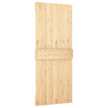 vidaXL Συρόμενη Πόρτα 85 x 210 cm Συμπαγές Ξύλο Πεύκου (Ακατέργαστο)