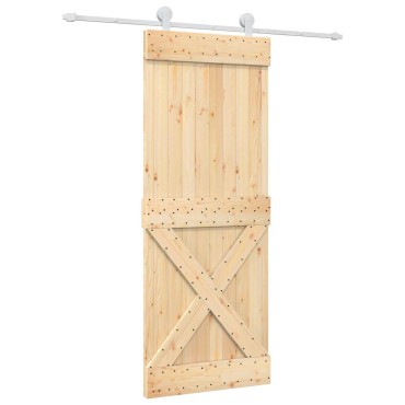 vidaXL Συρόμενη Πόρτα Φυσικό και Λευκό 80 x 210 cm