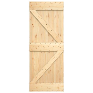vidaXL Συρόμενη Πόρτα Φυσικό και Λευκό 70 x 210 cm