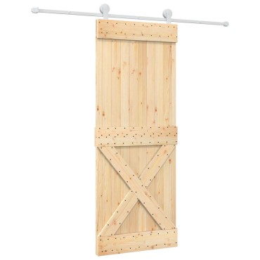 vidaXL Συρόμενη Πόρτα Φυσικό και Λευκό 80 x 210 cm