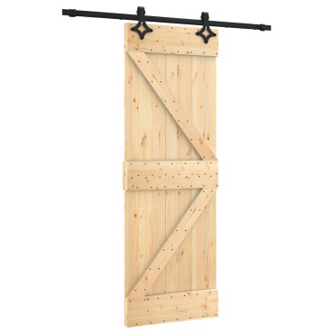 vidaXL Συρόμενη Πόρτα Φυσικό και Μαύρο 70 x 210 cm