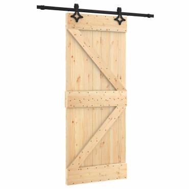 vidaXL Συρόμενη Πόρτα Φυσικό και Μαύρο 85 x 210 cm