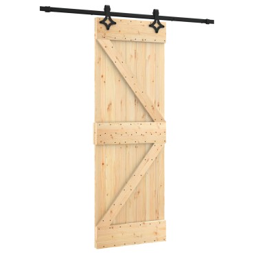 vidaXL Συρόμενη Πόρτα Φυσικό και Μαύρο 70 x 210 cm