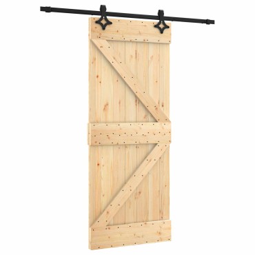 vidaXL Συρόμενη Πόρτα Φυσικό και Μαύρο 85 x 210 cm