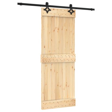 vidaXL Συρόμενη Πόρτα Φυσικό και Μαύρο 80 x 210 cm