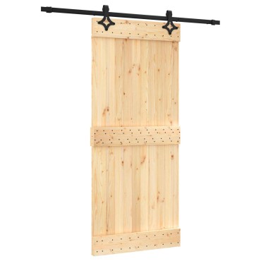 vidaXL Συρόμενη Πόρτα Φυσικό και Μαύρο 90 x 210 cm