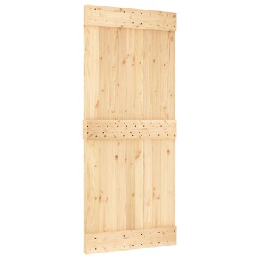 vidaXL Συρόμενη Πόρτα 90 x 210 cm Συμπαγές Ξύλο Πεύκου (Ακατέργαστο)