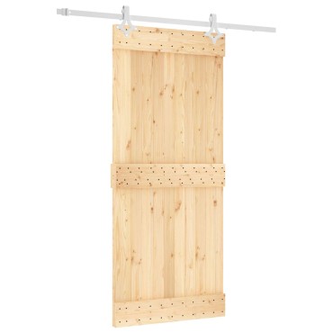 vidaXL Συρόμενη Πόρτα Φυσικό και Λευκό 90 x 210 cm