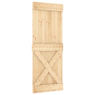 vidaXL Συρόμενη Πόρτα 80 x 210 cm Συμπαγές Ξύλο Πεύκου (Ακατέργαστο)
