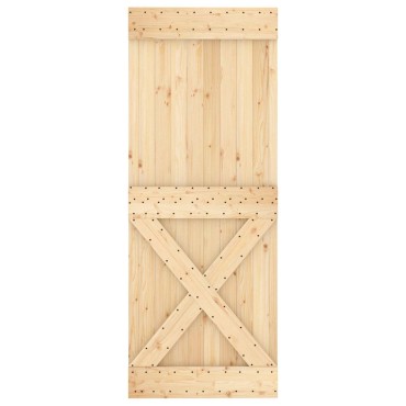 vidaXL Συρόμενη Πόρτα 80 x 210 cm Συμπαγές Ξύλο Πεύκου (Ακατέργαστο)