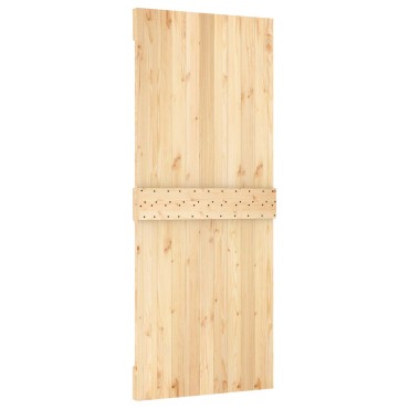 vidaXL Συρόμενη Πόρτα 85 x 210 cm Συμπαγές Ξύλο Πεύκου (Ακατέργαστο)