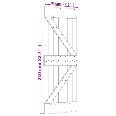 vidaXL Συρόμενη Πόρτα Φυσικό και Λευκό 70 x 210 cm